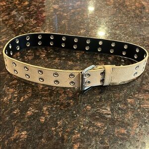 Genuine Suede Tan Belt with Silver Eyelets